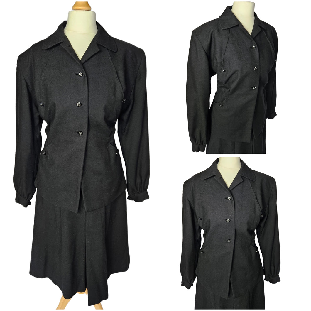 1940s Black Suit With Button Cuffs