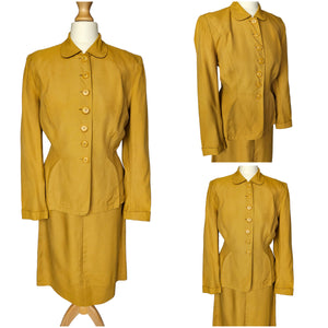 1940s Golden Yellow Suit With Peter Pan Collar