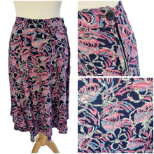 Load image into Gallery viewer, 1940s Pink, Pale Blue, White and Navy Blue Butterfly Print Skirt
