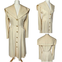 Load image into Gallery viewer, 1940s Cream Sailor Coat With Nautical Collar Back  and Buttons
