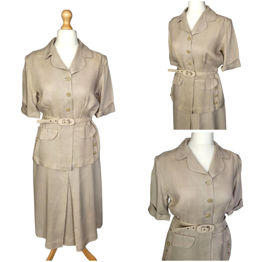 1930s Rare Deadstock Beige Moygashel Safari Suit
