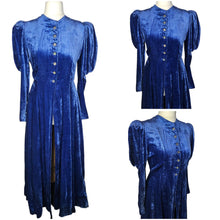 Load image into Gallery viewer, Edwardian Rare Blue Velvet Balloon Sleeve Long Coat
