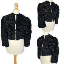 Load image into Gallery viewer, 1940s Black Astrakhan Cropped Jacket
