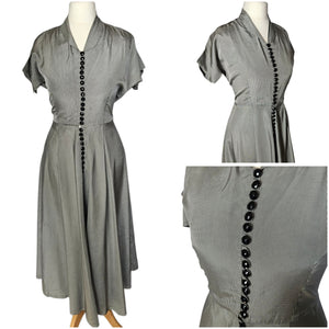 1950s Black and White Check Viscose Dress
