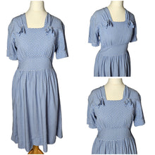 Load image into Gallery viewer, 1940s Blue and White Diamond Print Dress With Bows
