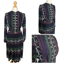 Load image into Gallery viewer, 1940s Wounded/As Is Navy, Pink, Green, Purple and White Stripe Dress

