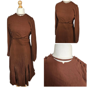 1930s Wounded/As Is Brown Rayon Dress