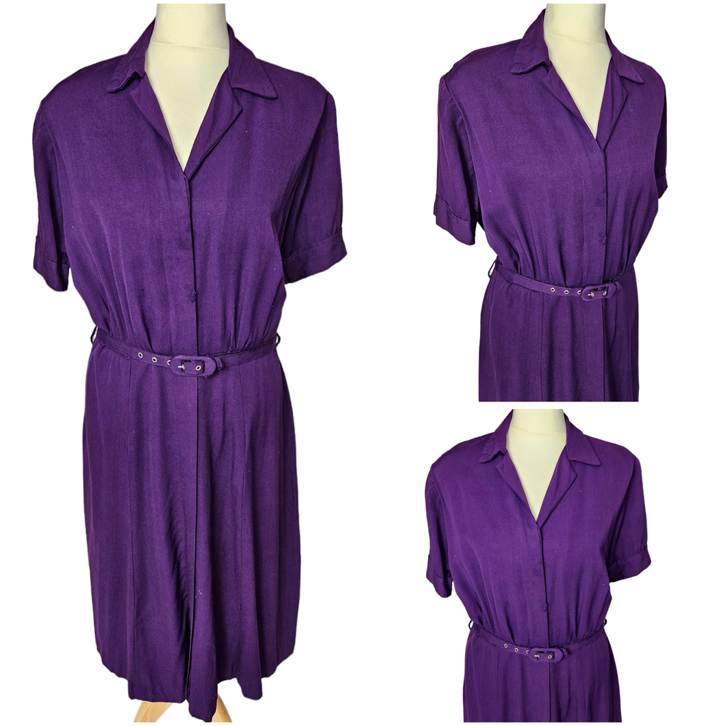 1940s Rich Purple Zip Front Dress