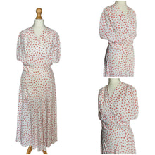 Load image into Gallery viewer, 1940s White Dress With Red Clover Print
