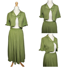 Load image into Gallery viewer, 1940s Dark Chartreuse Summer Suit
