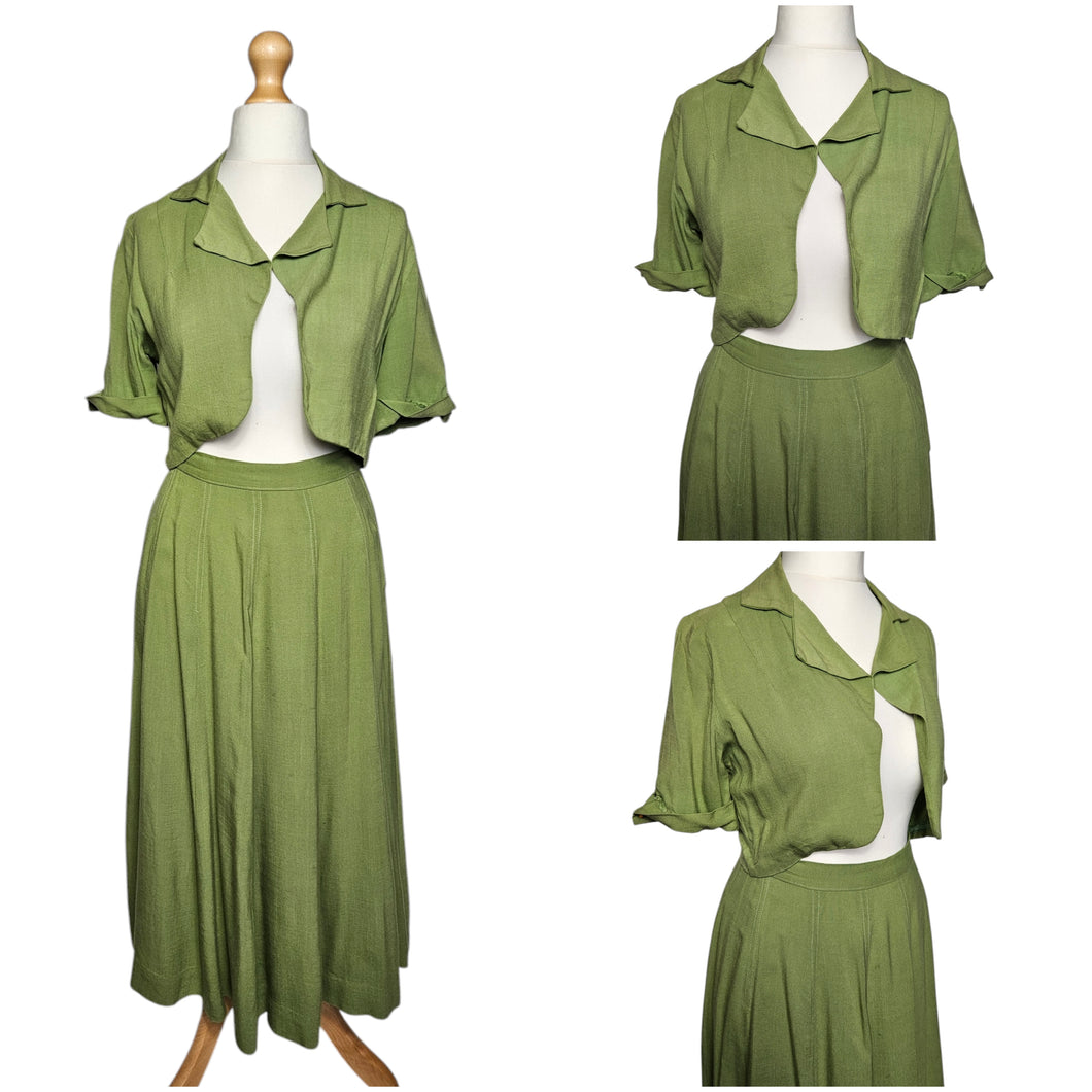 1940s Dark Chartreuse Summer Suit
