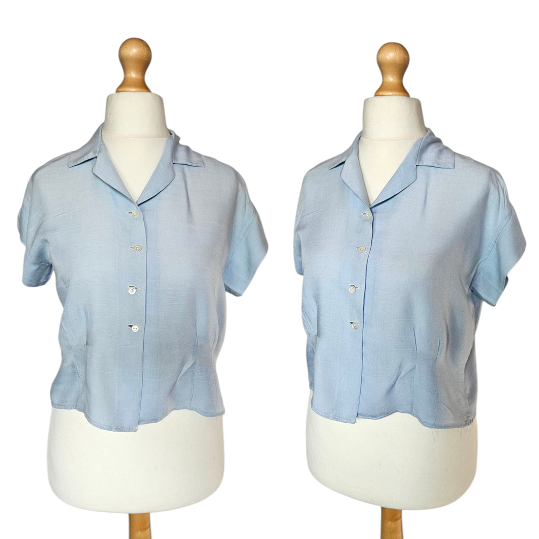 1930s Pale Blue Rayon Type Blouse