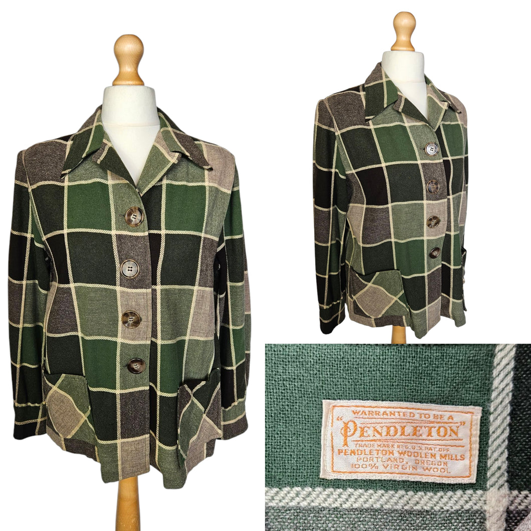 1940s Green, Beige and Brown Pendleton Jacket