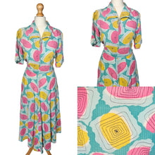Load image into Gallery viewer, 1940s Blue, Pink, Yellow Seersucker Zip Front Dress
