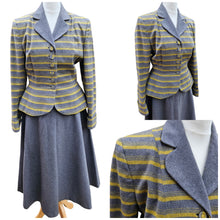 Load image into Gallery viewer, 1940s/1950s Grey and Yellow Striped Wool Suit

