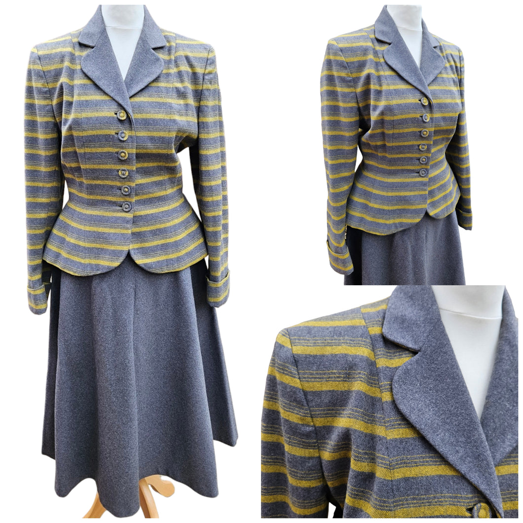 1940s/1950s Grey and Yellow Striped Wool Suit