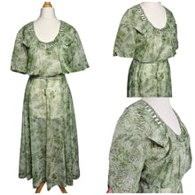 Load image into Gallery viewer, 1940s Apple Green Floral Chiffon Dress
