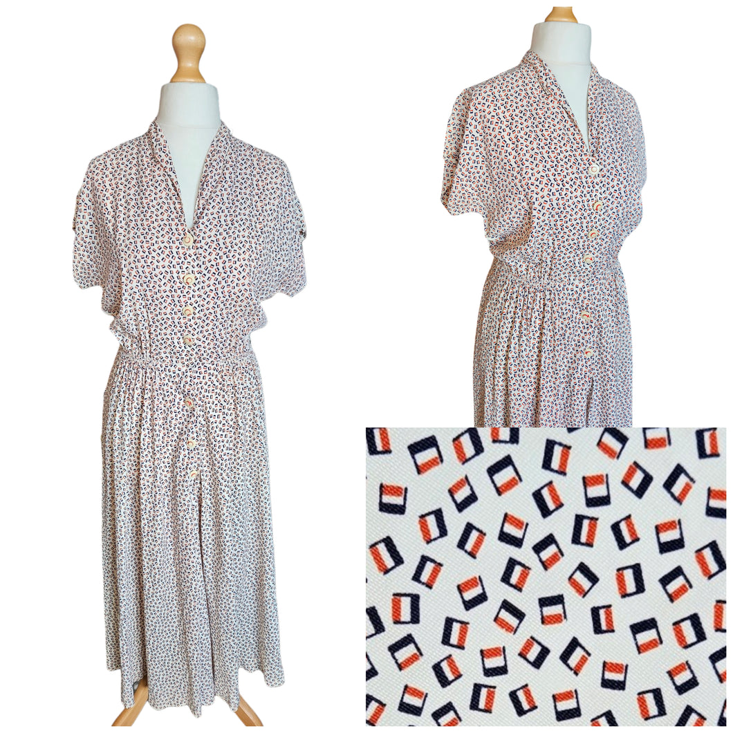 1940s Rare Red, White and Blue French Flag Dress