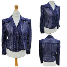 Load image into Gallery viewer, 1940s Navy Blue and White Fleck Blouse
