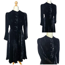 Load image into Gallery viewer, 1930s Black Soft Velvet Fit and Flare Coat
