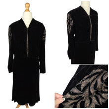 Load image into Gallery viewer, 1920s/1930s Rare Silk Velvet Dress With Embroidered Sleeves
