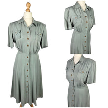 Load image into Gallery viewer, 1940s Duck Egg Blue Shirt waister Utility Dress
