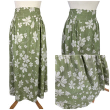 Load image into Gallery viewer, 1940s Cream and Sage Green Leaf Print Skirt
