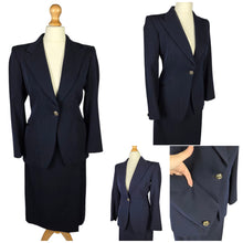 Load image into Gallery viewer, 1940s Navy Blue Pointed Collar Gabardine Suit
