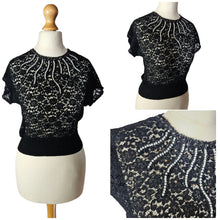 Load image into Gallery viewer, 1940s/1950s Black Beaded Lace Blouse Top
