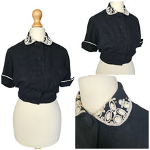 Load image into Gallery viewer, 1940s Black Cropped Lightweight Blouse/Jacket
