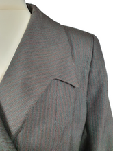 Load image into Gallery viewer, 1940s Charcoal Grey Semi Fitted Coat With Red/Green Pinstripe

