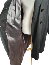 Load image into Gallery viewer, 1940s Charcoal Grey Semi Fitted Coat With Red/Green Pinstripe
