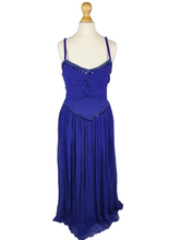 Load image into Gallery viewer, 1940s Purple/Blue Dress With Drape at The Back, Beading and Pleating
