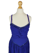 Load image into Gallery viewer, 1940s Purple/Blue Dress With Drape at The Back, Beading and Pleating
