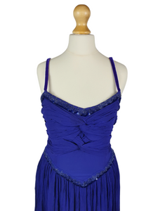 1940s Purple/Blue Long Evening Dress With Sequins and Drape