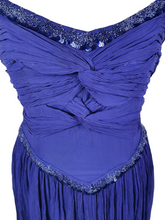 Load image into Gallery viewer, 1940s Purple/Blue Long Evening Dress With Sequins and Drape
