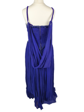 Load image into Gallery viewer, 1940s Purple/Blue Dress With Drape at The Back, Beading and Pleating
