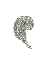 Load image into Gallery viewer, 1930s Art Deco Silver Celluloid Leaf Brooch
