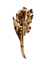 Load image into Gallery viewer, 1940s Huge Gold Tone Red Glass Flower Brooch
