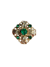 Load image into Gallery viewer, 1930s Czech Green Glass Brooch
