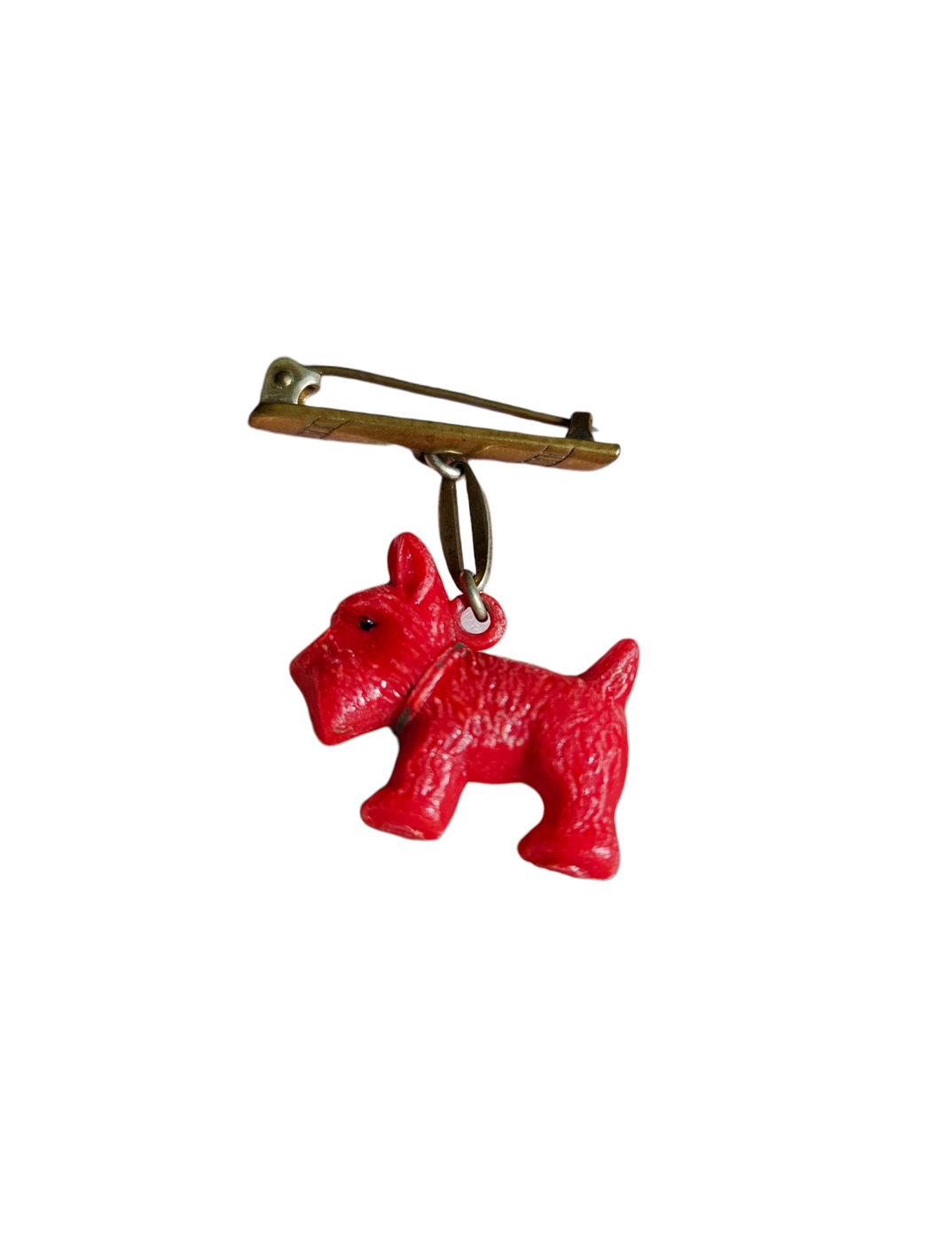 1940s Red Celluloid Dog Brooch