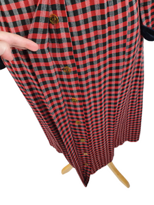 1940s/1950s Red and Black Checked Dress with Velvet Collar and Cuffs