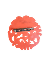 Load image into Gallery viewer, 1940s Coral Pink Celluloid Flower Brooch

