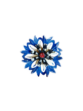 Load image into Gallery viewer, 1940s Carved Alpine Blue Flower Brooch
