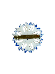 1940s Carved Alpine Blue Flower Brooch