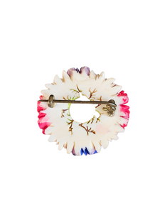 1940s Red, White and Blue Alpine Flower Wreath Brooch