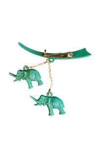 1940s Turquoise Green Celluloid Elephant Brooch