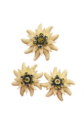 Load image into Gallery viewer, 1940s Carved Edelweiss Brooch and Earrings Set
