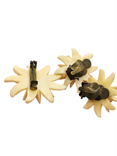 Load image into Gallery viewer, 1940s Carved Edelweiss Brooch and Earrings Set
