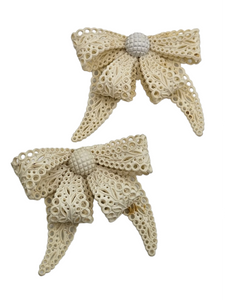 1940s Celluloid Cream Bow Brooch Set